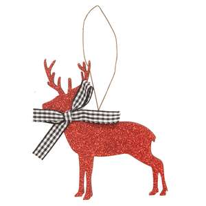 Wooden Glitter Reindeer Ornament, 2 Asstd. 37550;