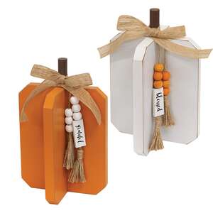 Medium Fall Words Charm Wooden Interlocking Pumpkin, 2 Asstd. 37556;