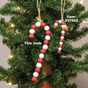 Large Wooden Bead Candy Cane Ornament 37564;