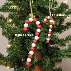 Mini Wooden Bead Candy Cane Ornament 37565;