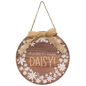 Daisy Day Round Hanging Sign with Burlap Bow, 2 Asstd.