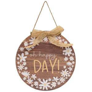 Daisy Day Round Hanging Sign with Burlap Bow, 2 Asstd.