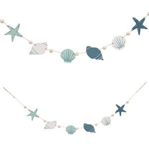 Wooden Beaded Seashells Mini Garland 37691;