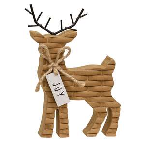 Woodland Brown Basketweave Deer Wood Sitter 91151;