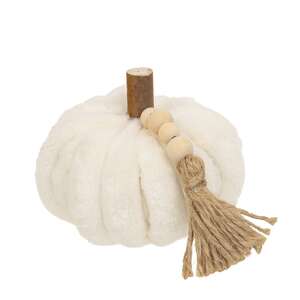 Cream Ribbed Pumpkin w/Beaded Tassel, Small ADCF3007;