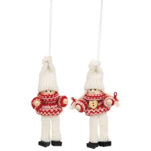 Mini Red/White  Heart Wooden Doll Ornament, 2 Asstd. ADCX3004;