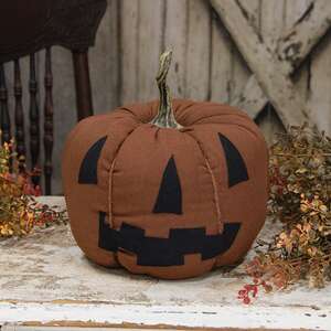 Large Stuffed Primitive Jack O Lantern with Stem