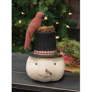 Stuffed Nesting Cardinal Top Hat Snowman Sitter