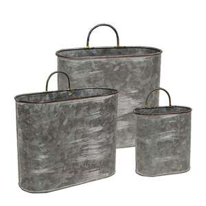 Galvanized Oval Wall Planters, 3/Set 15579;