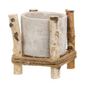 Mini Cement Planter in Birch Frame QX19313;