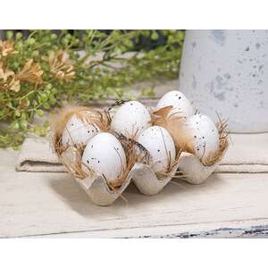 6 Set, Natural Speckled Eggs in Crate