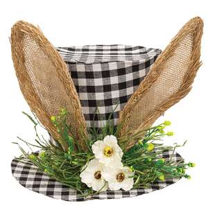 Gingham Bunny Fabric Top Hat w/Florals SYASP3009;