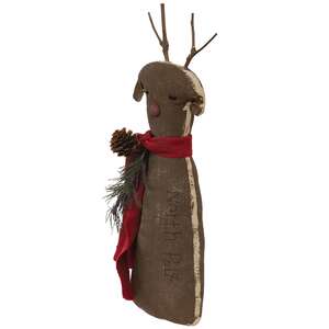 Stiffened Primitive "North Pole" Reindeer Hanger