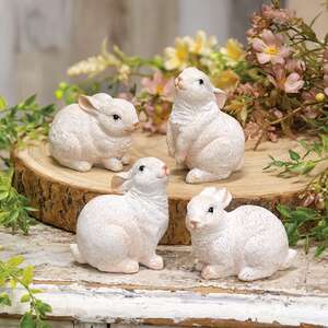 White Resin Bunny, 4 Asstd.