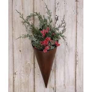 Cone Metal Wall Planter, Rusty