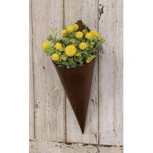 Cone Metal Wall Planter, Rusty
