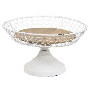 White Chicken Wire Pedestal Tray 16084WH;