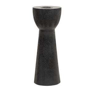 Brushed Black Wood Taper Holder, 8" 16086A;