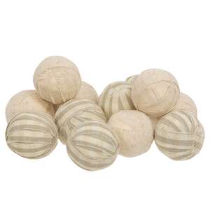 Natural Striped Rag Balls, 12/Set 17009;