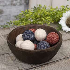 12 Set, Americana Primitive Plaid Rag Balls