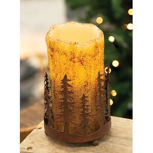 18068 Rusty Winter Forest Pillar Holder;