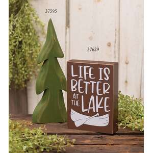 Distressed Wooden Pine Tree Sitter