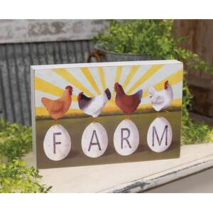 Retro Chickens on "Farm" Eggs Box Sign