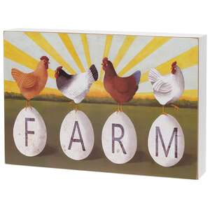 Retro Chickens on "Farm" Eggs Box Sign