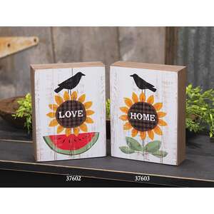 Crow, "Love" Sunflower, & Watermelon Box Sign