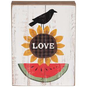Crow, "Love" Sunflower, & Watermelon Box Sign