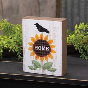 Crow & "Home" Sunflower Box Sign