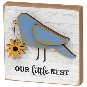 Our Little Nest Layered Bird & Daisy Block, 2 Asstd.