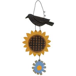 Distressed Wooden Bird & Flower Hanger, 2 Asstd.