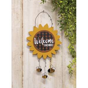 "Welcome Home" Sunflower & Bees Hanger