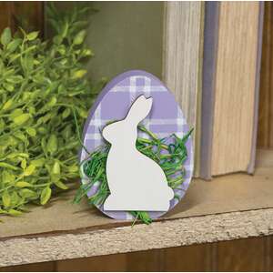 Sitting Bunny Purple Plaid Egg Sitter
