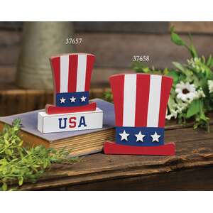 Wooden Uncle Sam Hat Block Sitter