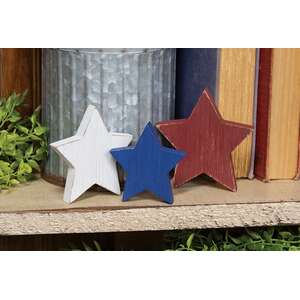 3 Set, Wooden Red, White, & Blue Star Bundle