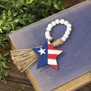 Wooden Beaded Americana Star Ornament