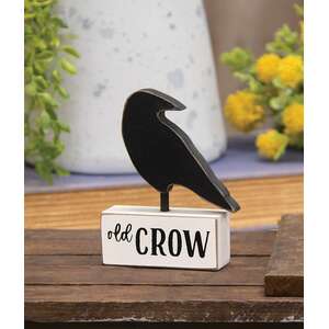 Wooden Old Crow on Base Sitter