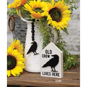 Old Crow Lives Here Wooden Block Sitter