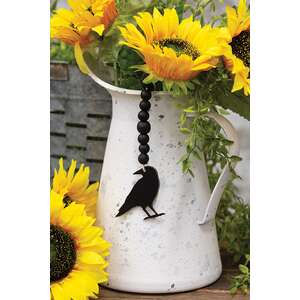 Wooden Beaded Crow Ornament