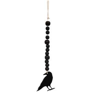 Wooden Beaded Crow Ornament