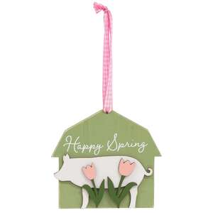 Spring Barn Animal & Tulip Layered Ornament, 4 Asstd.
