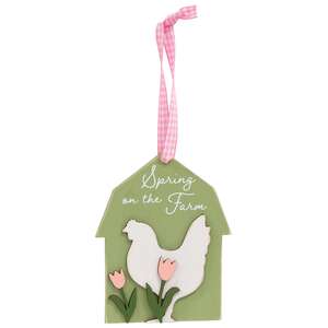 Spring Barn Animal & Tulip Layered Ornament, 4 Asstd.