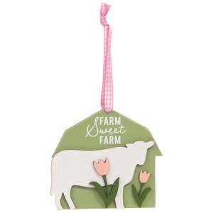 Spring Barn Animal & Tulip Layered Ornament, 4 Asstd.
