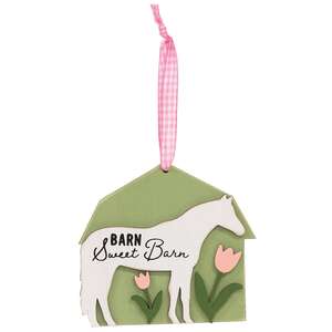 Spring Barn Animal & Tulip Layered Ornament, 4 Asstd.