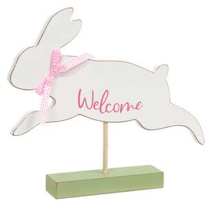 "Welcome" Jumping Bunny on Base