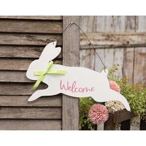 "Welcome" Hanging Bunny Sign