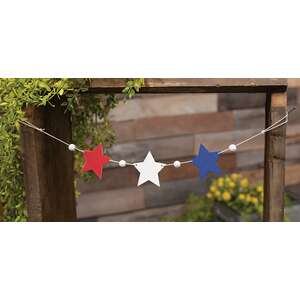 Wooden Americana Stars & Beads Mini Garland