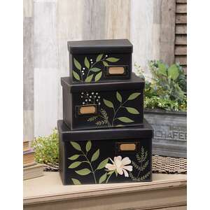 3 Set, Leafy Floral File Boxes